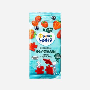 Фруктовые кусоч ФрутоНяня Пазлы из яблок/клубн/малины 20г