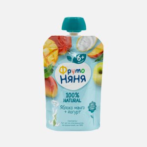 Пюре ФрутоНяня Яблоко/манго с йогуртом с 6мес дой/пак/крыш 90г