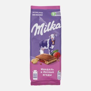 Шоколад Милка молочный с двухслойн начинкой миндаль/лесные ягоды 80г