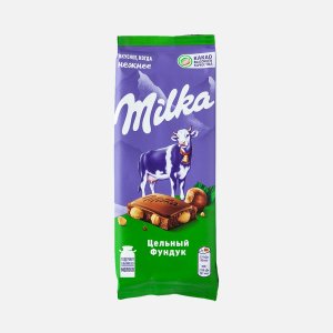 Шоколад Милка молочный с цельным фундуком 80г