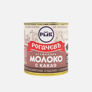 Молоко сгущеное Рогачевъ с сахаром и Какао 7.5% ж/б 380г