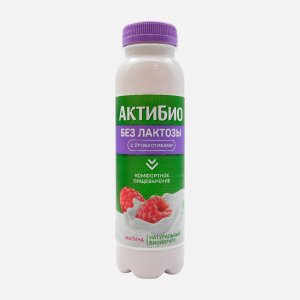 Биойогурт АктиБио Малина обогащенный безлактозный 1.5% пл/б 260г