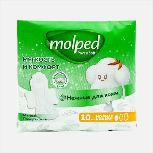 Прокладки Молпед Пьюр Энд Софт нормал с крылышками 10шт