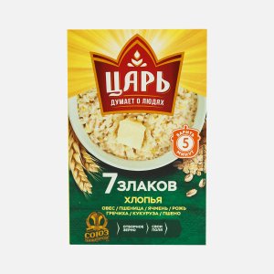 Хлопья Царь 7 злаков овес/пшеница/ ячм/рожь/греч/кукуруза/пшено 400г