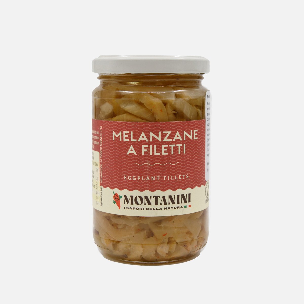 Баклажаны Монтанини нарезанные с чесноком и перцем чили 280г Баклажаны Монтанини нарезанные с чесноком и перцем чили 280г