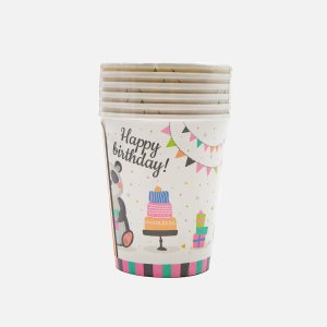 Стаканы Фиоленто Панда Фрэндли Биртхдэй 200мл бум 6шт 7,5*7,5*8см