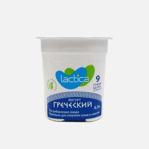 Йогурт Лактика Греческий натуральный без сахара 4% пл/ст 120г
