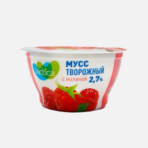 Мусс Лактика творожный с малиной 2.7% пл/ст 115г
