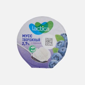 Мусс Лактика творожный с черникой 2.7% пл/ст 115г