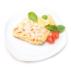 Минтай запеченый с крабовым мясом вес