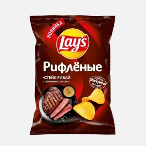 Чипсы Лэйс со вкусом стейка рибай с черн перцем 90г