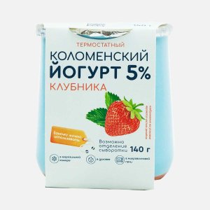 Йогурт Коломенский Клубника термостатный 5% 140г