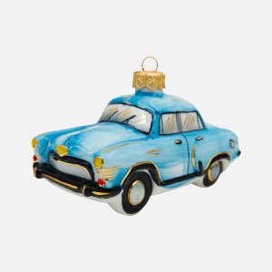 Украшение елоч Лефортовский фарфор Автомобиль голубой фарфор 11х6х6,5