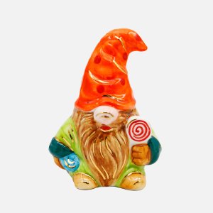 Украшение елоч Лефортовский фарфор Гном с леденц салат/оран фарф5х7х10