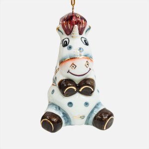 Украшение елоч Лефортовский фарфор Единорог бордо фарфор 8х9х11см