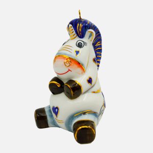 Украшение елоч Лефортовский фарфор Единорог с сердечкам син фарф8х9х11