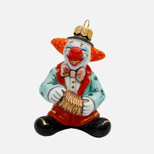Украшение елоч Лефортовский фарфор Клоун зел-оран зол фарф 7х5,5х9см