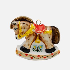 Украшение елоч Лефортовский фарфор Лошадка коричневая фарфор 9х4х8см