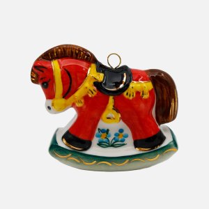 Украшение елоч Лефортовский фарфор Лошадка красная фарфор 9х4х8см
