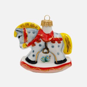 Украшение елоч Лефортовский фарфор Лошадка серая фарфор 9х4х8см