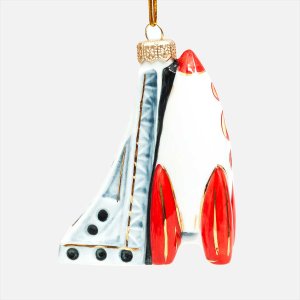 Украшение елоч Лефортовский фарфор Ракета бел с золотом фарф4х7,5х9,5