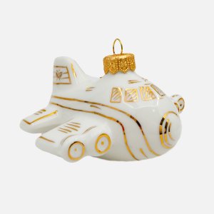 Украшение елоч Лефортовский фарфор Самолет бел с золот фарф 10х9,5х5,5