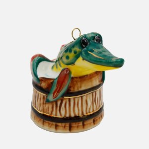 Украшение елоч Лефортовский фарфор Щука красная фарфор 6,5х10,5х8см