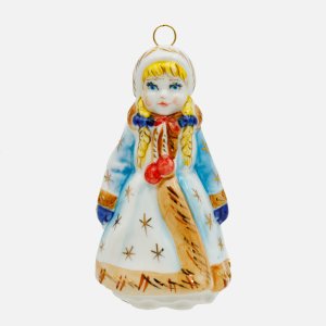 Украшение елоч Лефортовский фарфор Девочка с помпонам гол фарф5,5х4х10