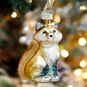 Украшение елочное Холидей Классик Рыжая лисица стекло 5х4х9см BG441