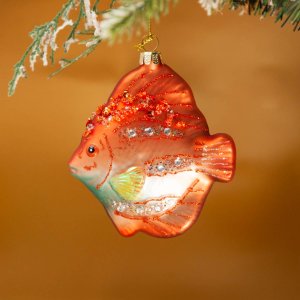 Украшение елочное Холидей Классик Рыбка Дискус стекло 9х3,5х10см