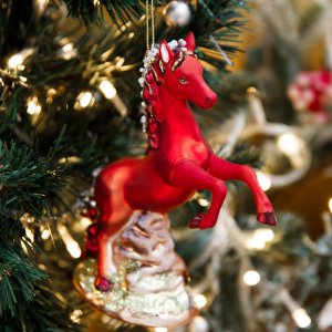 Украш елочХолидей Классик Лошадь Скалистых гор вороная стек14х5х15см