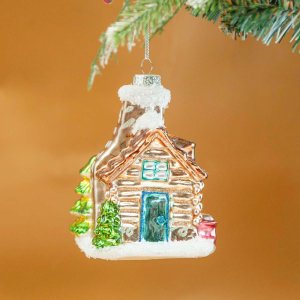 Украш елочХолидейКлассик Избушка с черепичной крышей стекло 8,5х9х11,5