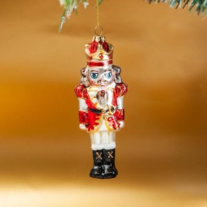 Украш елочХолидейКлассик Щелкунчик в красном мундире стекло 5х2,5х13,5