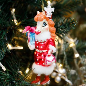 Украш елочХолидейКлассик Лошадь Леди с подарками стек 5х3,5х13,5см