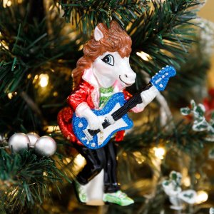 Украш елочХолидейКлассик Лошадь- гитарист стекло 7х5х13,5см 253984