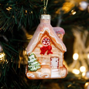 Украшение елочное Холидей Классик Домик стекло 5х5х8см YQL1695