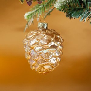 Украш елочХолидейКлассик Шишка зол золотая перламутровая стекло 7х7х10