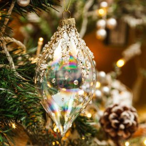 Украш елоч Холидей Классик Капля Баккара с зол декор стекло 7х7х14см