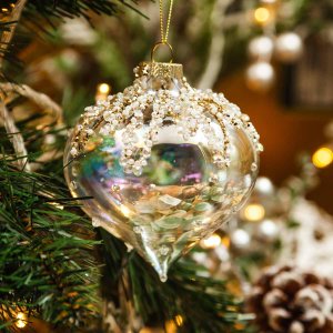 Украш елоч Холидей Классик Капля Баккара с зол декор стекло 8х8х7см