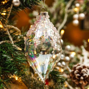 Украш елоч Холидей Классик Капля Розовые лепестки стекло 7х7х12,5см