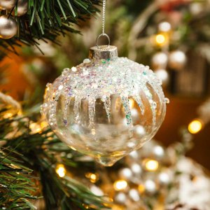 Украш елоч Холидей Классик Капля Синий иней стекло прозрач 8х8х7см