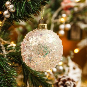 Украш елоч Холидей Классик Шар Искорки хамелеон стекло прозрач 8см
