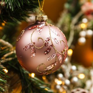 Украш елоч Холидей Классик Шар Пальметта лунно-роз матов стек 8см