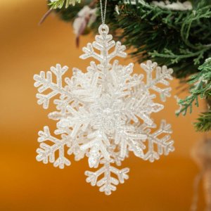 Украшение елочное Тианкин Снежинка L11 W3 H12см полимер