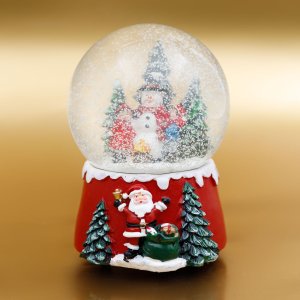 Фигурка декор в стек шаре муз ключ Снеговик и дети D10см L9,5 W9,5 H15