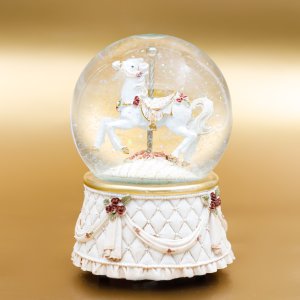 Фигурка декор в стек шаре ключ/муз/ движ Карусель D10см L10 W10 H14см