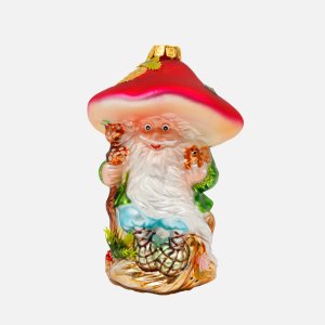 Украшение елочное Гриб L8 W8 H13см стекло