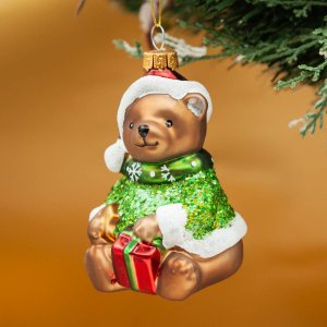 Украшение елочное Медвежонок L6,5 W7 H10см стекло