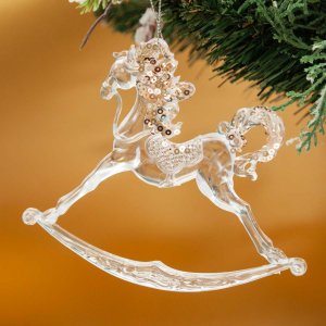 Украшение елочное Лошадка L14 W1 H12см полимер