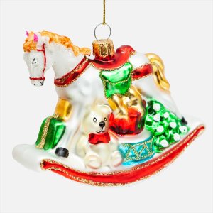 Украшение елочное Лошадка-качалка L11 W4 H9см стекло